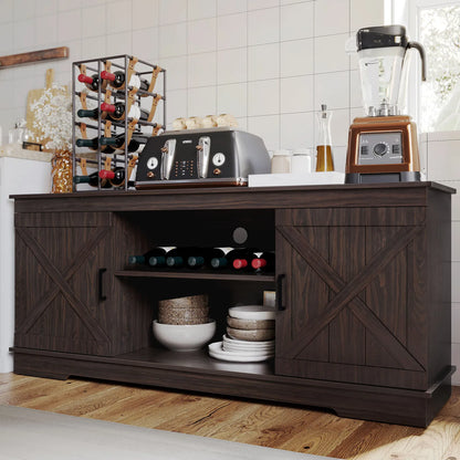 Rustic Coffee Station Cabinet With Shelves - Halri