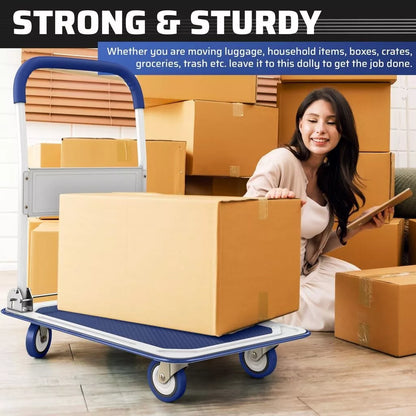 Portable Folding Utility Cart With Heavy Duty Wheels