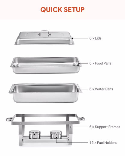Large 6 Piece Chafing Dish Set