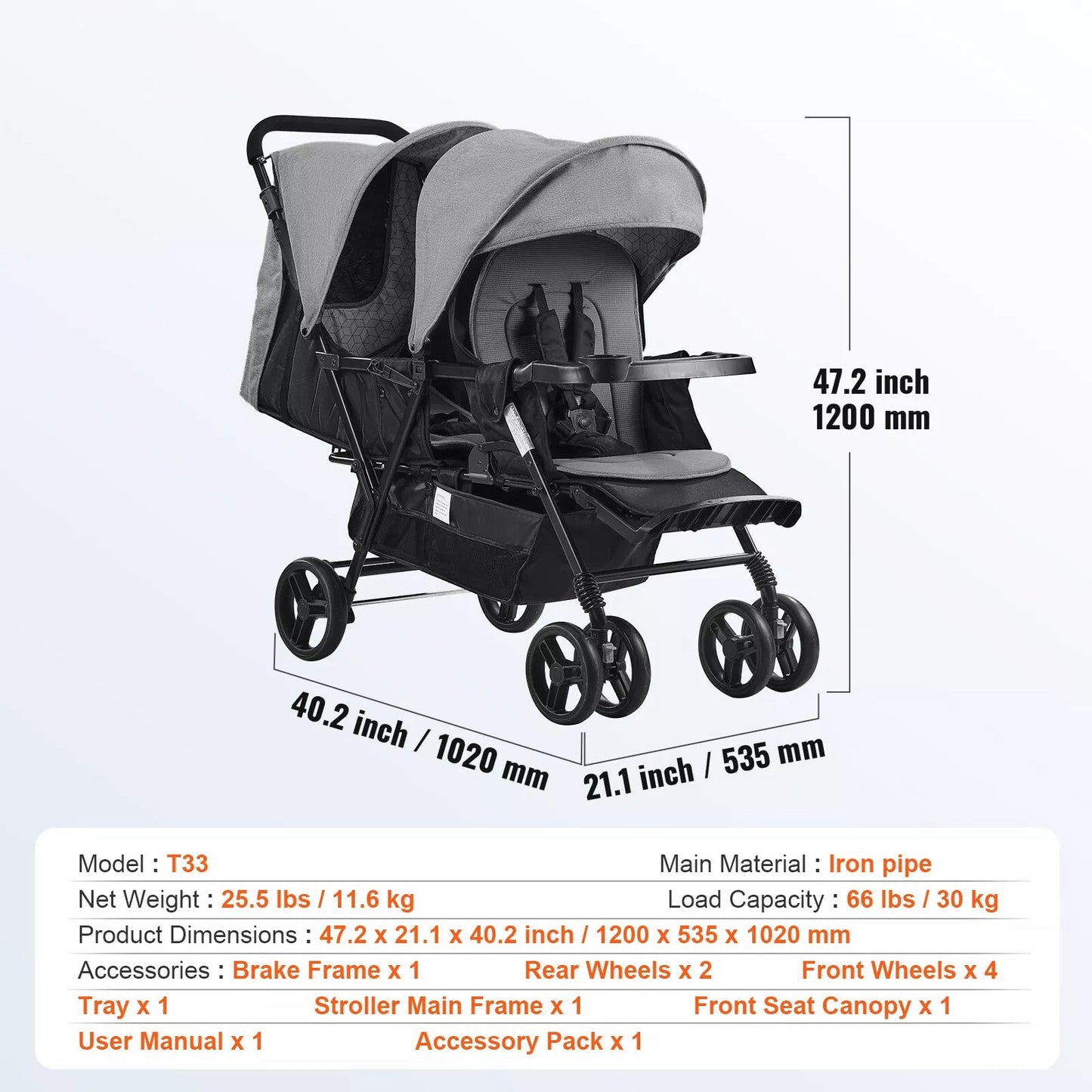 Compact Dual Baby Stroller