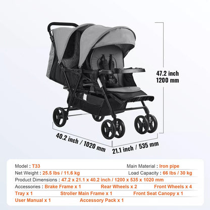 Compact Dual Baby Stroller