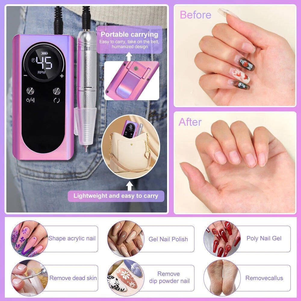 Compact Rechargeable Nail Drill Kit