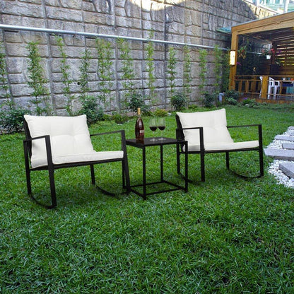 Patio Wicker Rocking Chair Set of 3 - Halri
