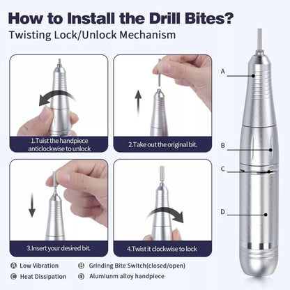 Compact Rechargeable Nail Drill Kit