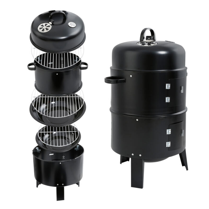 Compact 3-in-1 Outdoor BBQ Smoker Grill Set - Halri