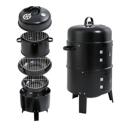 Compact 3-in-1 Outdoor BBQ Smoker Grill Set - Halri