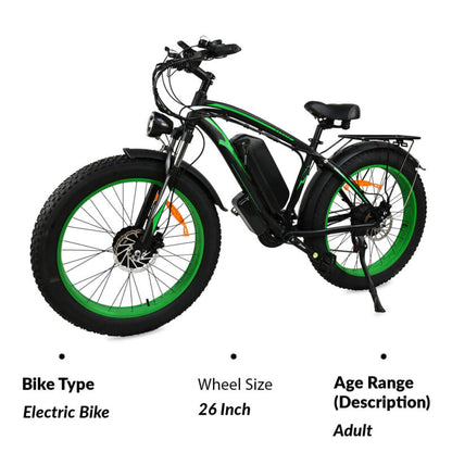Powerful Adult Electric Bicycle 1500W Fat Tire Ebike 48V