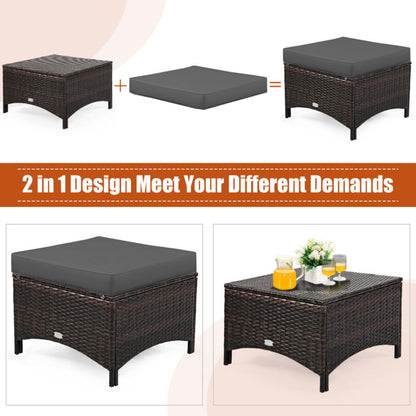 Comfortable 5 Piece Outdoor Wicker Sofa Set with Cushions