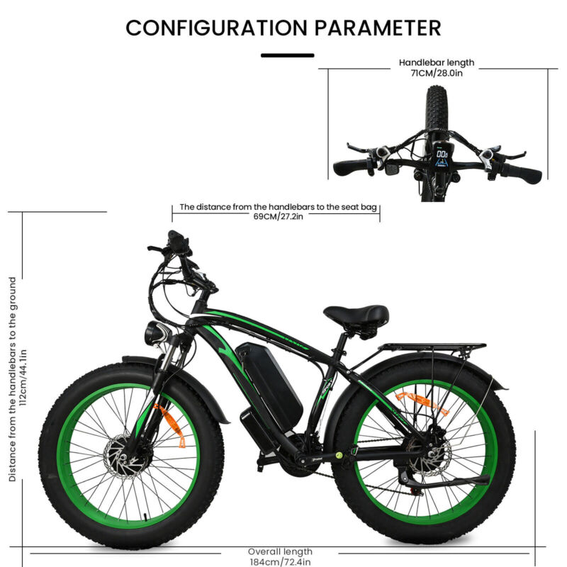 Powerful Adult Electric Bicycle 1500W Fat Tire Ebike 48V