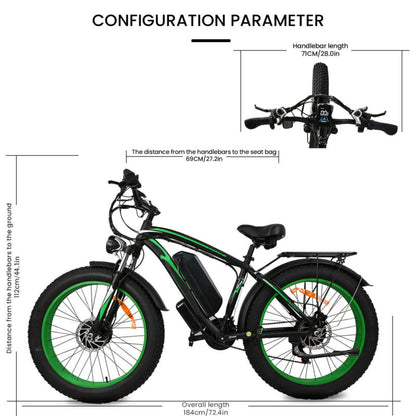Powerful Adult Electric Bicycle 1500W Fat Tire Ebike 48V