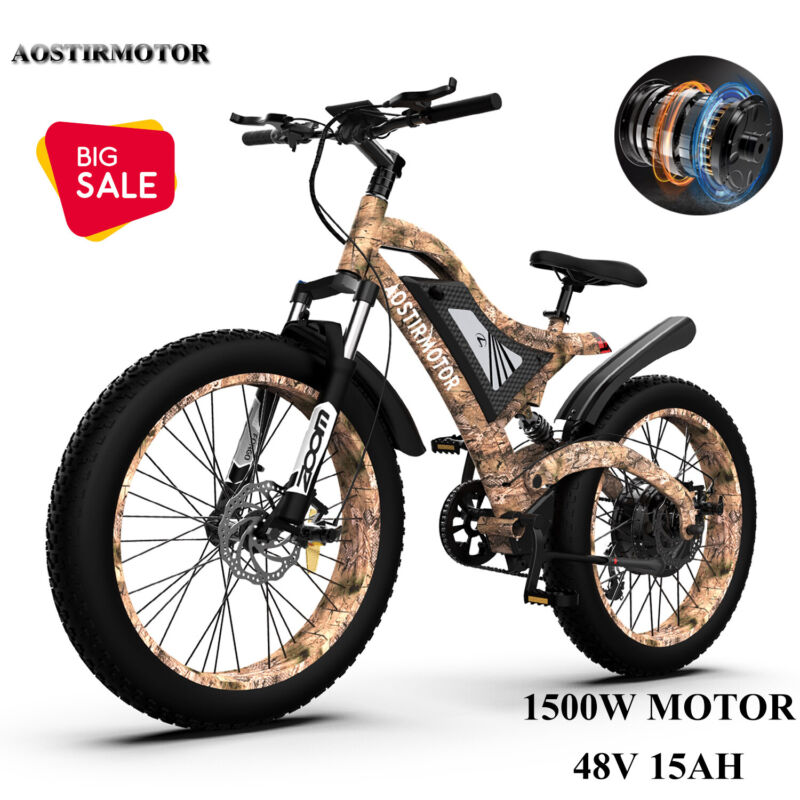 Powerful 26 Electric Mountain Bike 1500W Fat Tire E-Bike - Halri