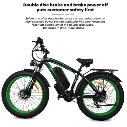 Powerful Adult Electric Bicycle 1500W Fat Tire Ebike 48V