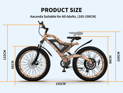 Powerful 26 Electric Mountain Bike 1500W Fat Tire E-Bike