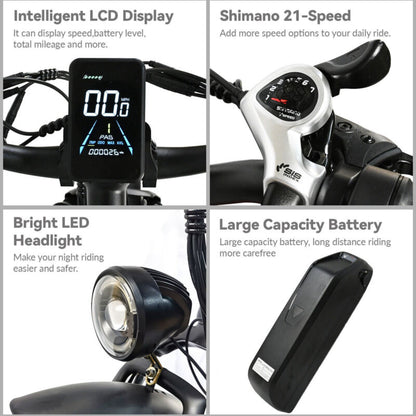 Powerful Adult Electric Bicycle 1500W Fat Tire Ebike 48V