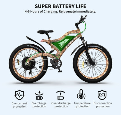 Powerful 26 Electric Mountain Bike 1500W Fat Tire E-Bike