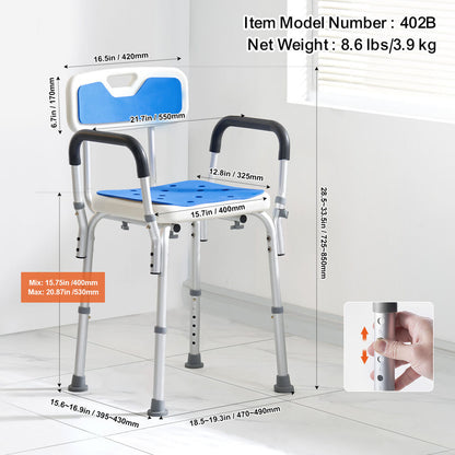 Comfortable Shower Seat – Stable Bath Chair with Grip Feet