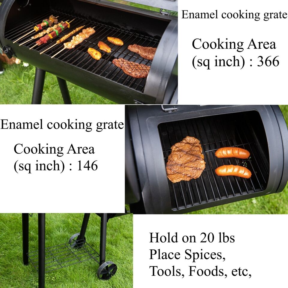 Large Charcoal BBQ Grill with Smoker Box