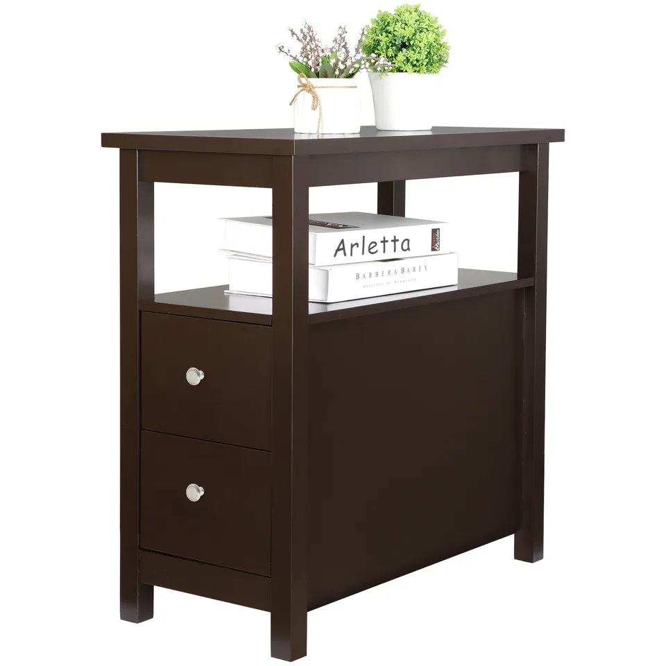 Compact Wooden Storage Side Table