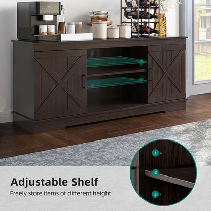 Rustic Coffee Station Cabinet With Shelves