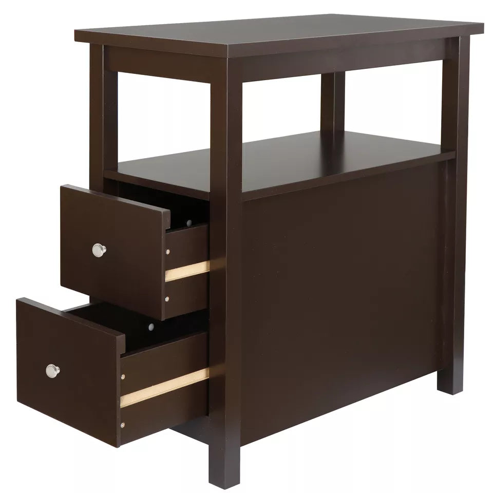 Compact Wooden Storage Side Table
