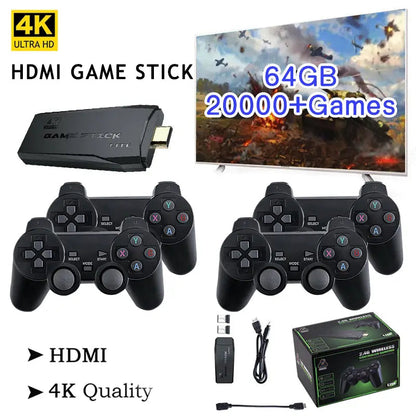 4K Gaming Console Stick with 64GB and Wireless Controllers