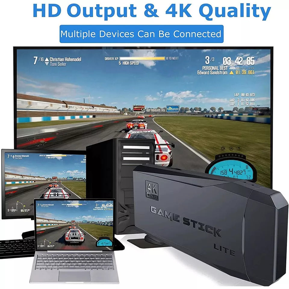 4K Gaming Console Stick with 64GB and Wireless Controllers