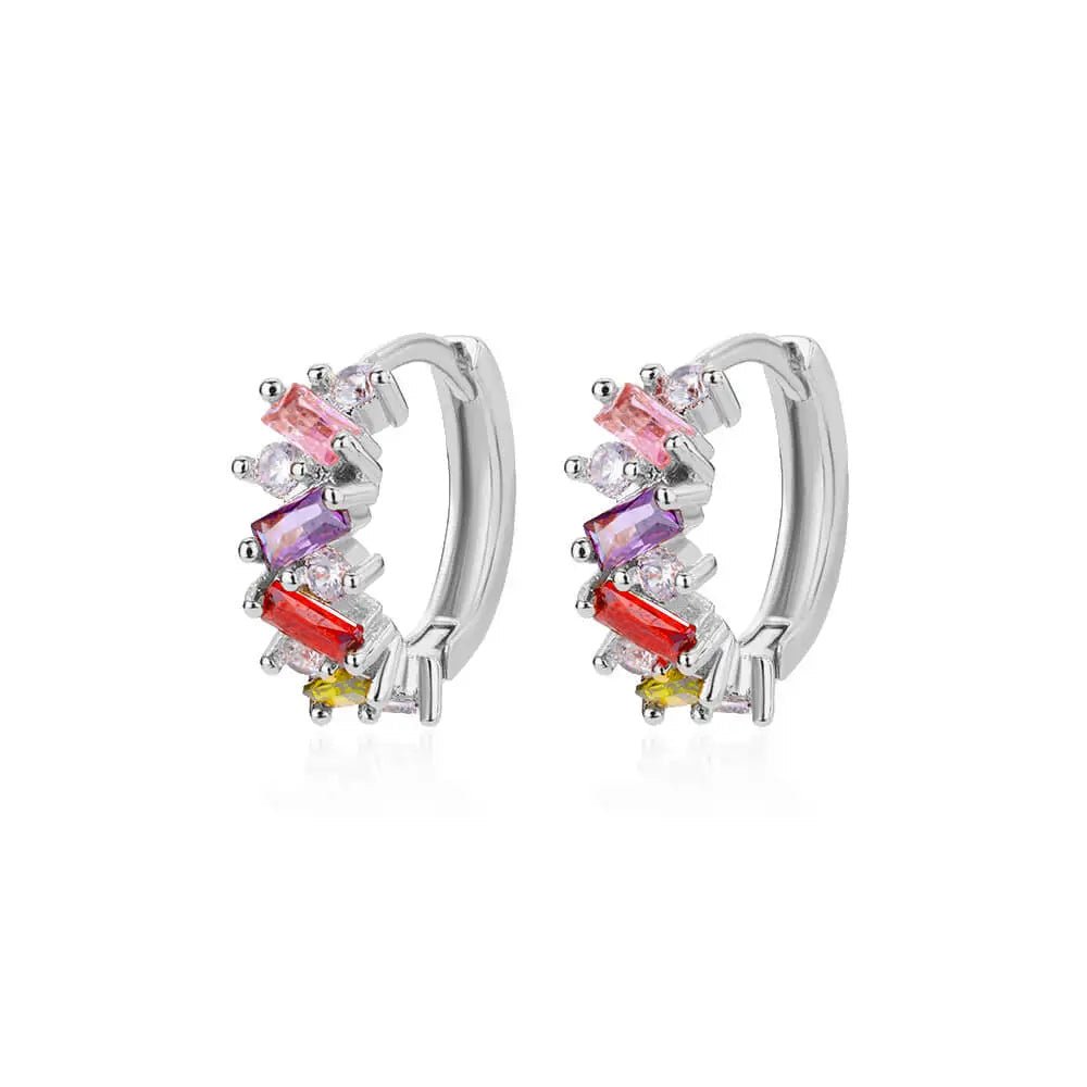 Sparkling Diamond Drop Hoop Earrings