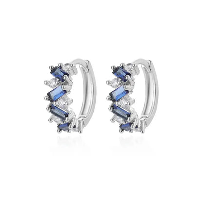 Sparkling Diamond Drop Hoop Earrings