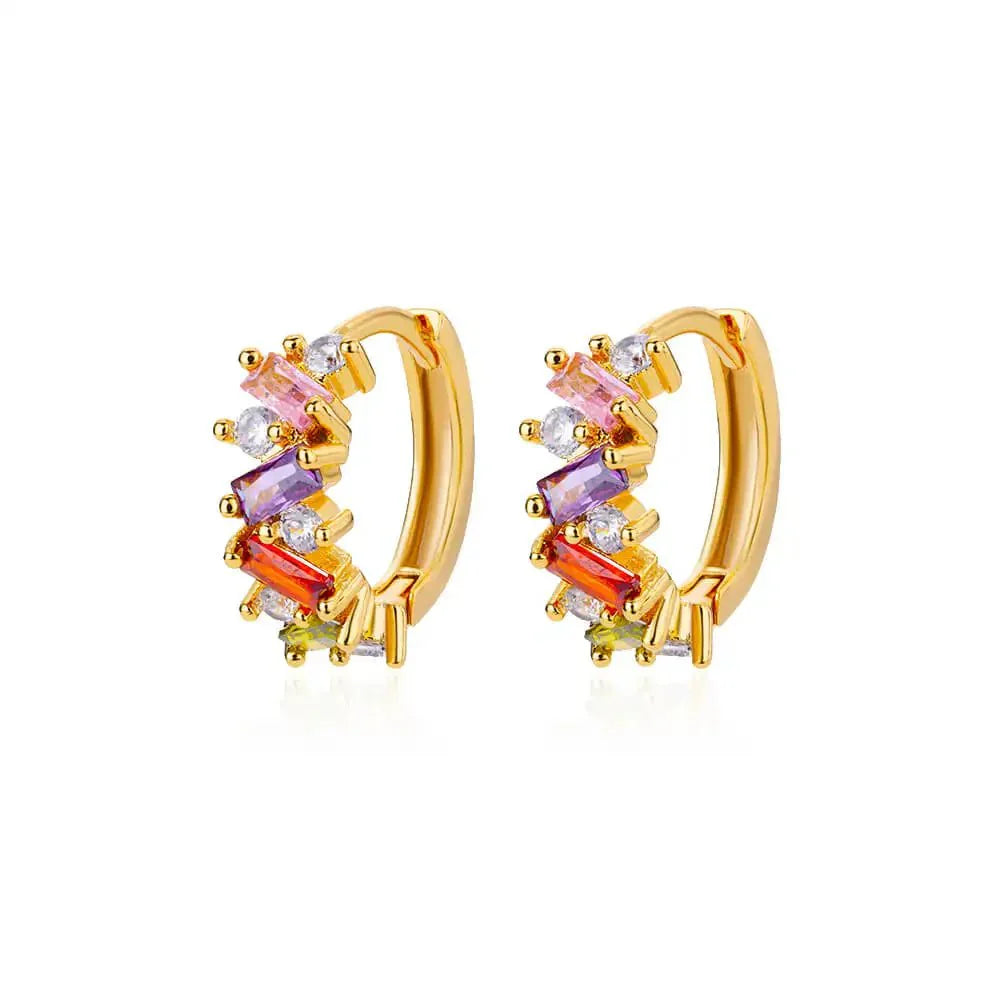 Sparkling Diamond Drop Hoop Earrings - Halri