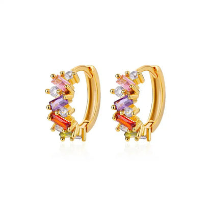 Sparkling Diamond Drop Hoop Earrings - Halri