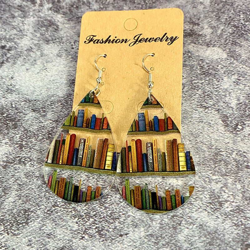 Natural Wood Book Earrings