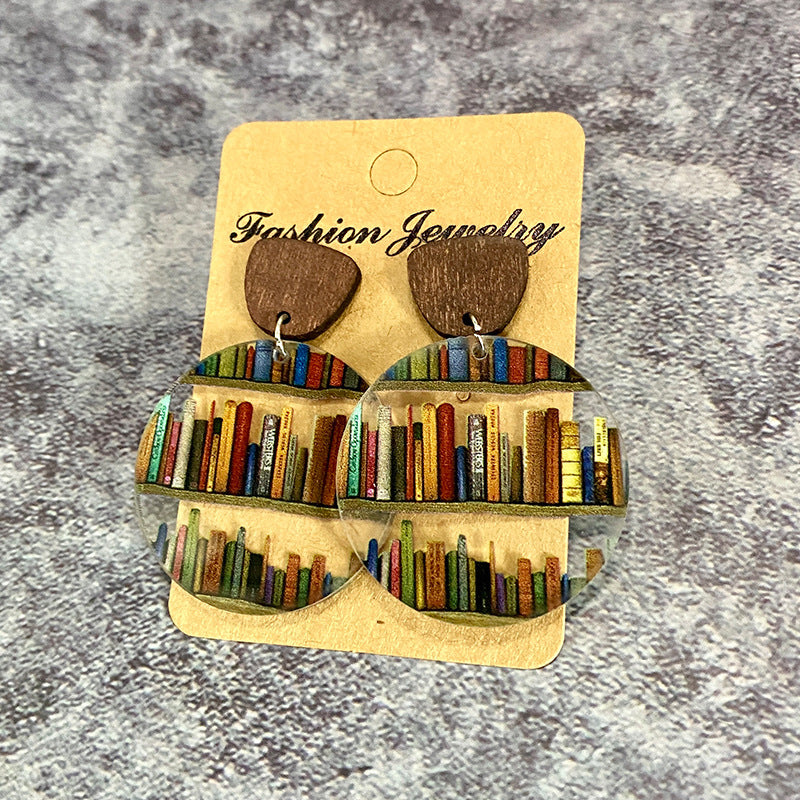 Natural Wood Book Earrings