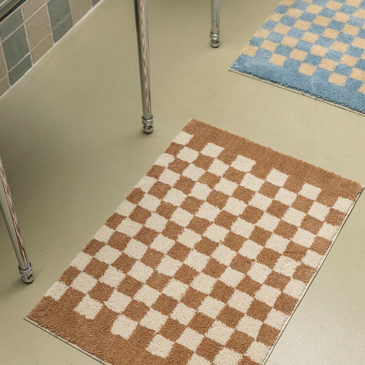 Plush Checkered Bathroom Mat - Halri