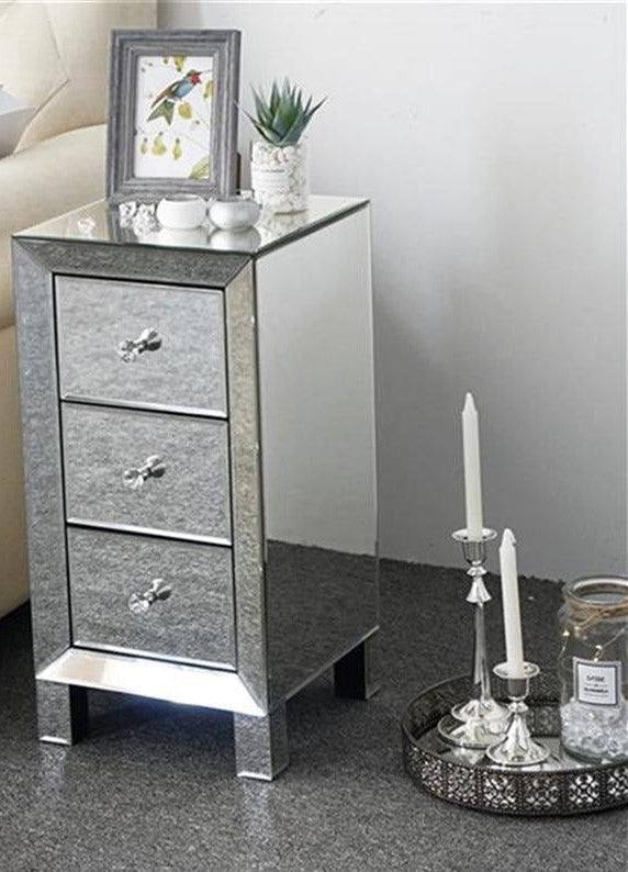 Modern 3 Drawer White Nightstand Table