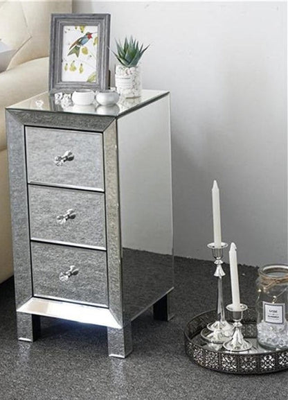 Modern 3 Drawer White Nightstand Table