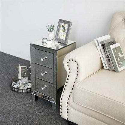 Modern 3 Drawer White Nightstand Table