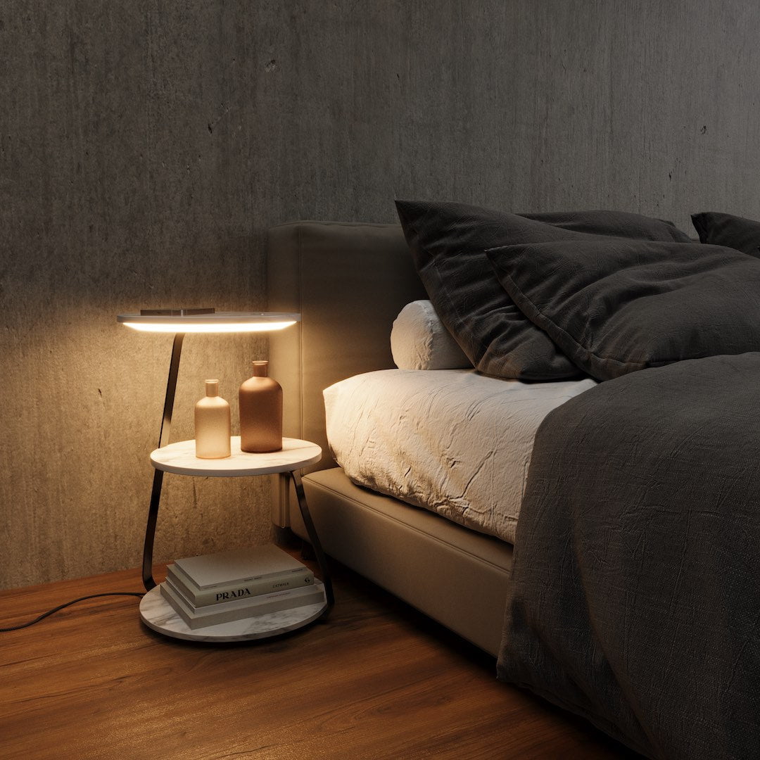 Bedside Table Lamp with 2 Tier Shelf and Built in Light