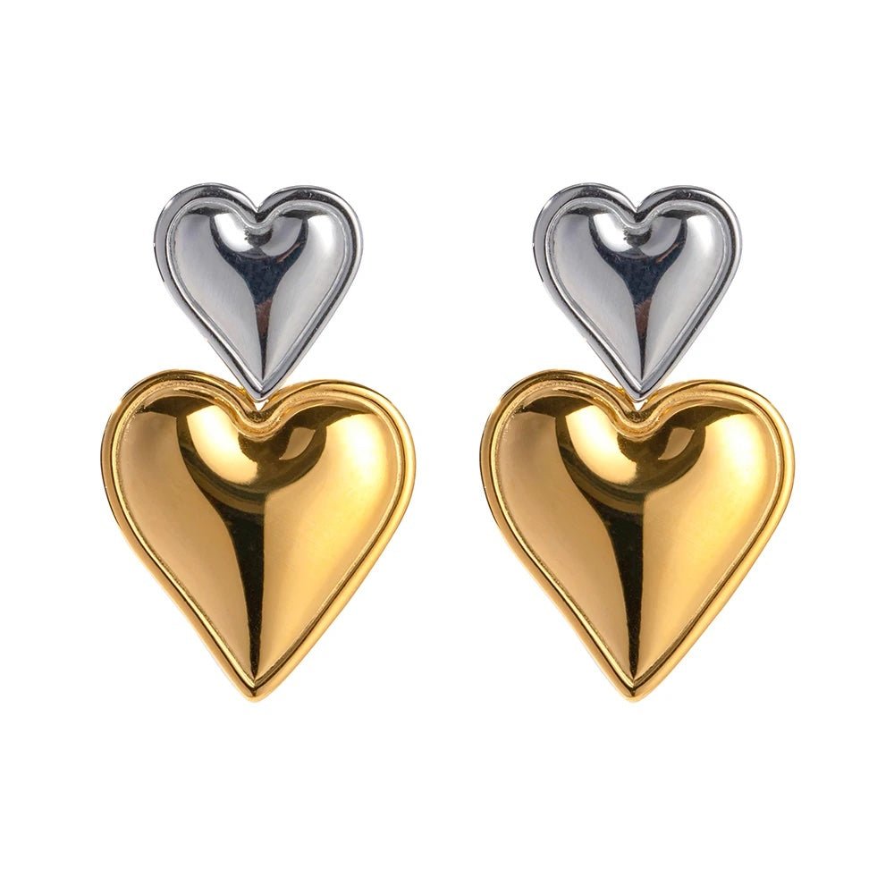 Lovely Double Heart Drop Earrings