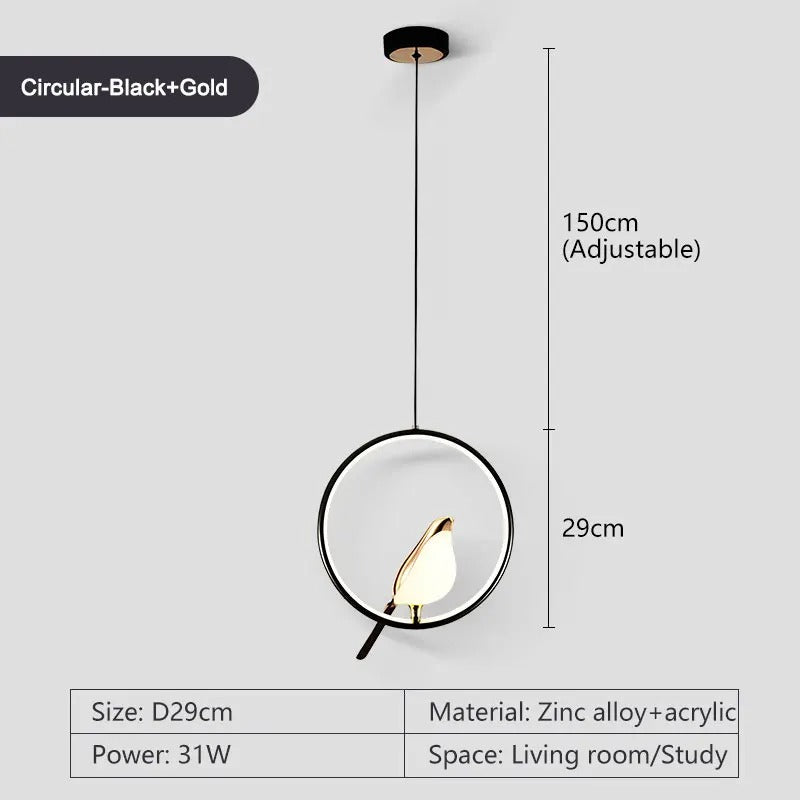 Round Bird Pendant Light Fixture