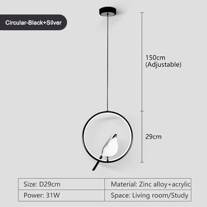 Round Bird Pendant Light Fixture