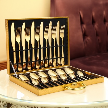 Luxurious Gold and Silver 24pc Cutlery Set - Halri