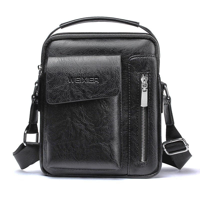 Stylish Men's Crossbody Bag - Faux Leather Satchel
