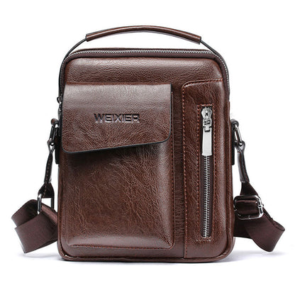 Stylish Men's Crossbody Bag - Faux Leather Satchel