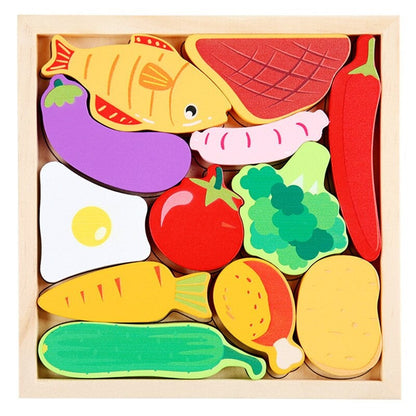 Wooden Jigsaw Puzzle Set with 3 Pieces