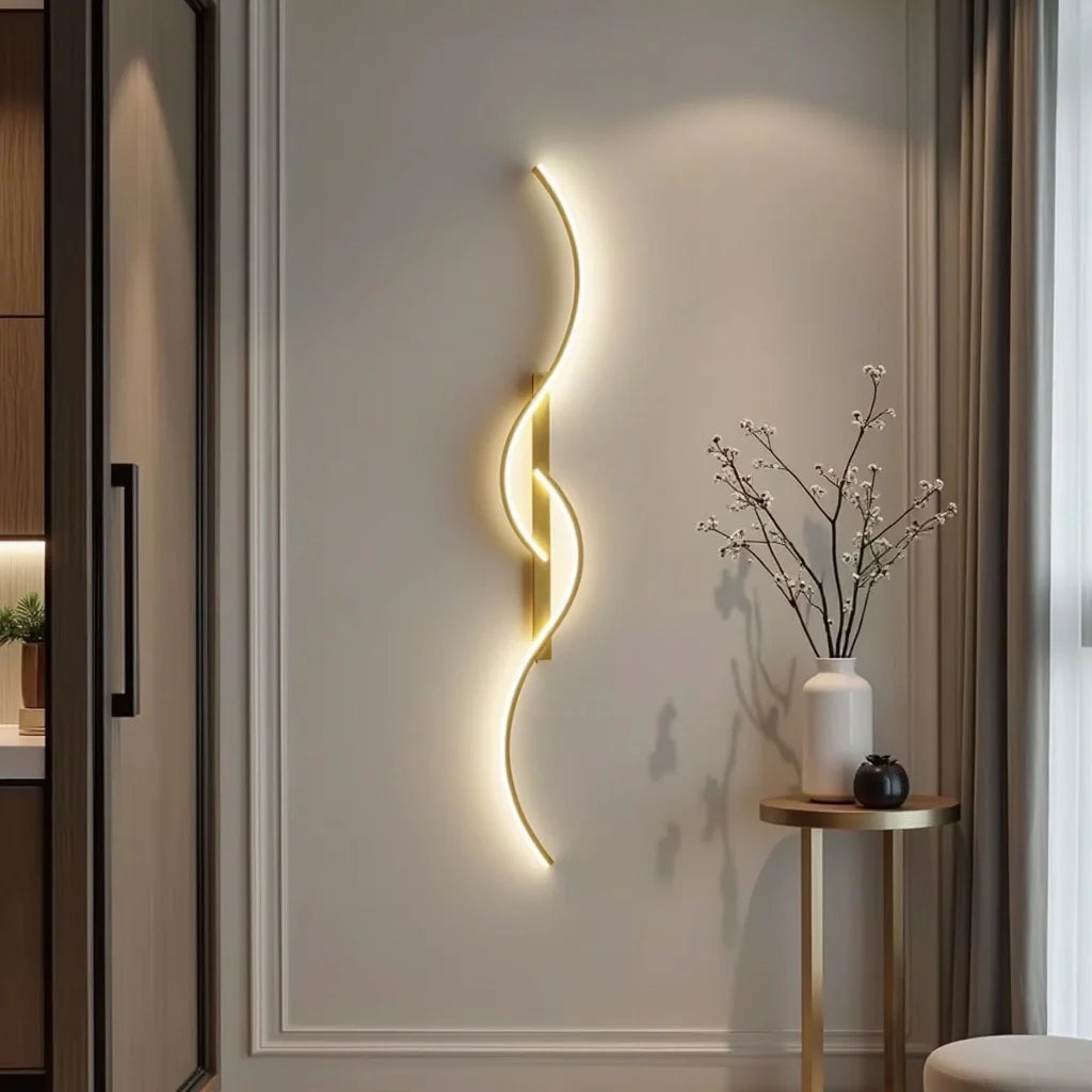 Sleek Contemporary Wavy LED Wall Lamp - Halri