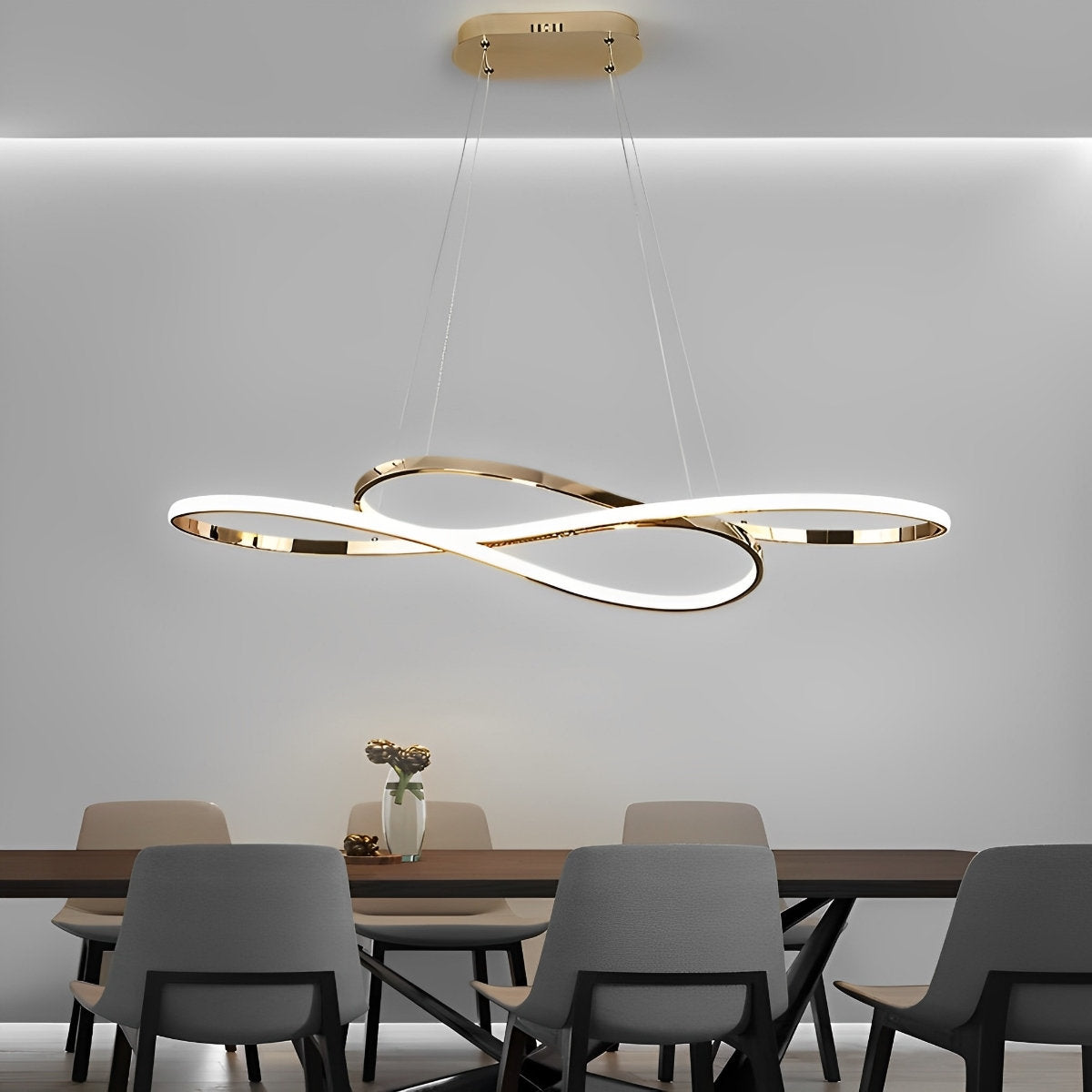 Stylish Curved 8 Led Dimmable Pendant Light Fixture