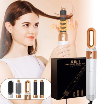 Premium 5-in-1 Hair Curler with Hot Air Brush & Dryer