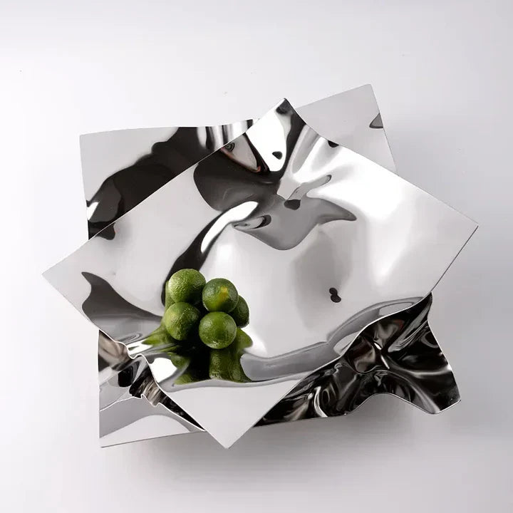 Sleek Metal Serving Platter – Contemporary Table Centerpiece - Halri